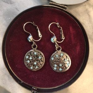 Silver earrings with aqua stones